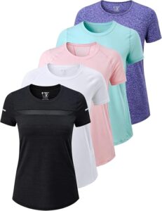 5-Pack Women’s Dry Fit Short Sleeve Workout Tops